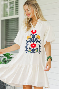 Feels Like A Dream Cream Embroidered Babydoll Dress