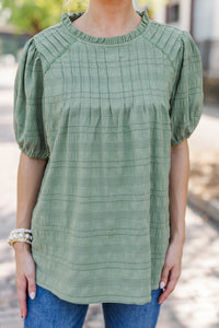 Autumn Muse Olive Textured Blouse