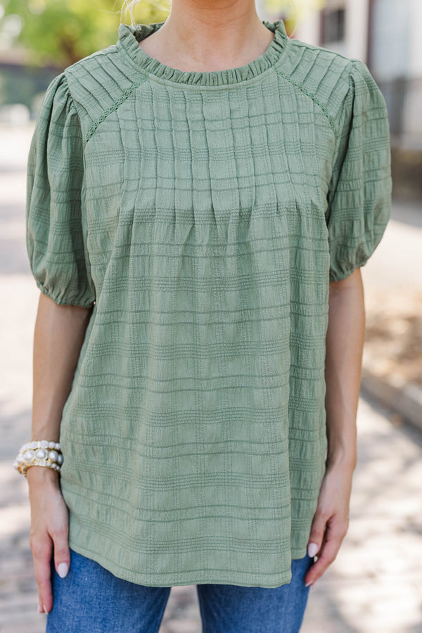 Autumn Muse Olive Textured Blouse