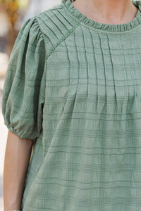 Autumn Muse Olive Textured Blouse