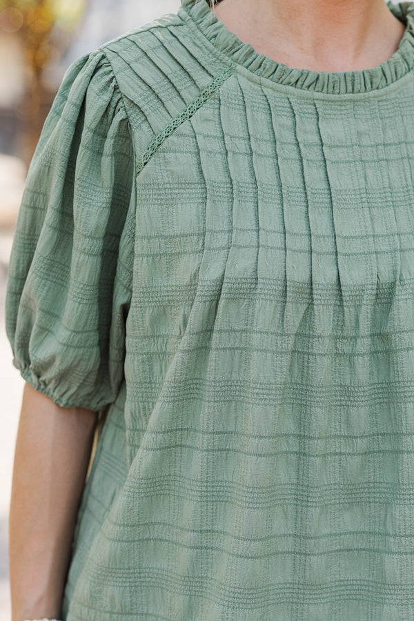 Autumn Muse Olive Textured Blouse
