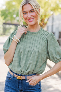 Autumn Muse Olive Textured Blouse