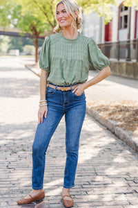 Autumn Muse Olive Textured Blouse