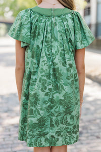 Girls: Autumn Muse Olive Floral Dress