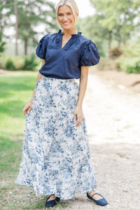 Gathered Together Navy Blue Blouse