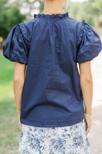 Gathered Together Navy Blue Blouse