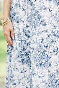 Gathered Together Navy Toile Maxi Skirt
