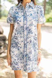 Gathered Together Navy Toile Shift Dress