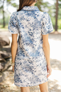 Gathered Together Navy Toile Shift Dress