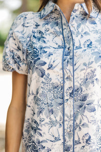 Gathered Together Navy Toile Shift Dress