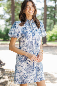 Gathered Together Navy Toile Shift Dress
