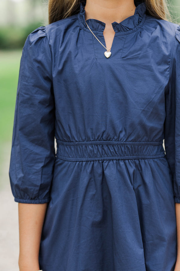 Girls: Gathered Together Navy Blue Dress