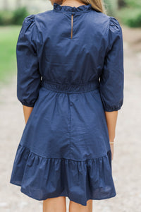 Girls: Gathered Together Navy Blue Dress