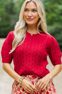 September Song Burgundy Cable Knit Sweater