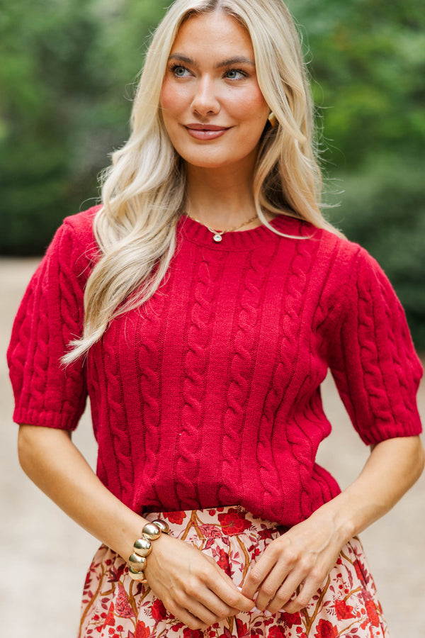 September Song Burgundy Cable Knit Sweater