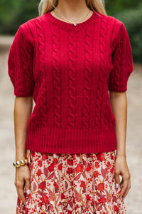 September Song Burgundy Cable Knit Sweater