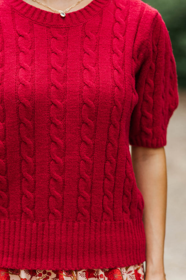 September Song Burgundy Cable Knit Sweater