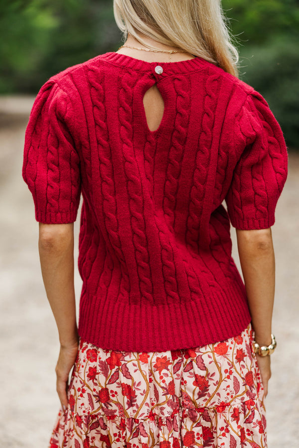 September Song Burgundy Cable Knit Sweater