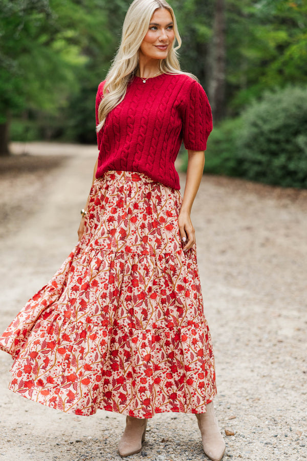 September Song Burgundy Cable Knit Sweater