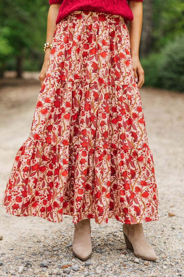 September Song Burgundy Chintz Midi Skirt