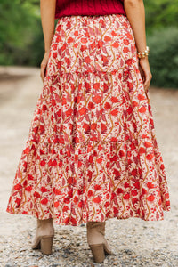 September Song Burgundy Chintz Midi Skirt