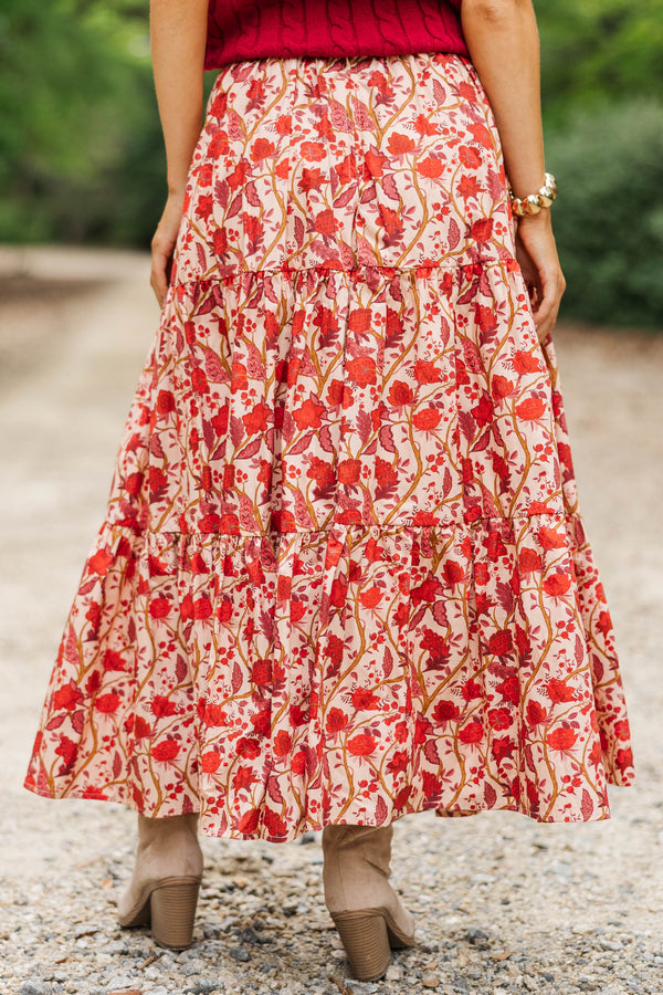 September Song Burgundy Chintz Midi Skirt
