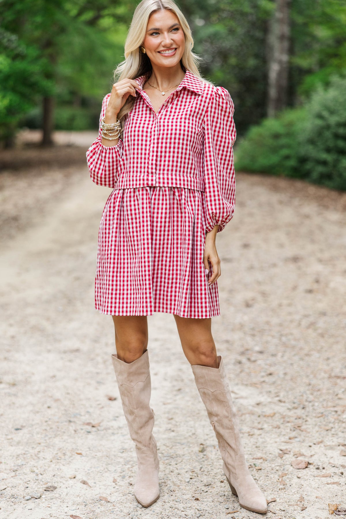 September Song Burgundy Gingham Shirt Dress – Shop the Mint