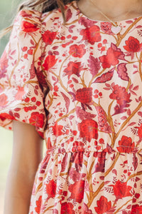 Girls: September Song Burgundy Chintz Midi Dress