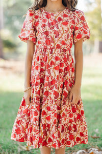 Girls: September Song Burgundy Chintz Midi Dress
