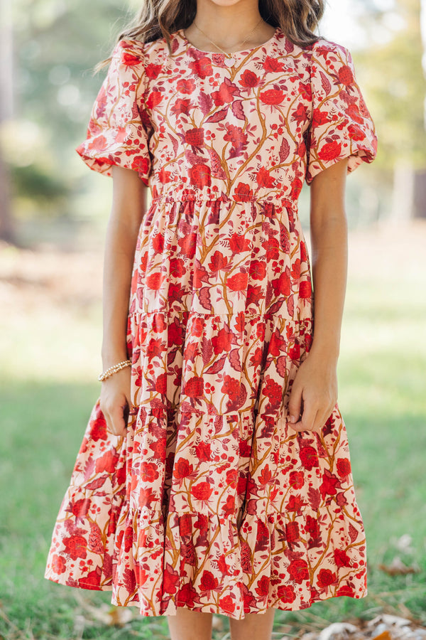 Girls: September Song Burgundy Chintz Midi Dress