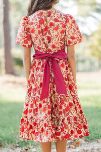Girls: September Song Burgundy Chintz Midi Dress