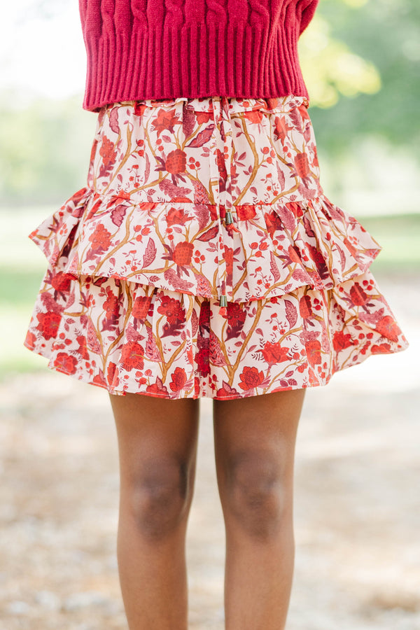 Girls: September Song Burgundy Chintz Satin Skort