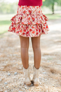 Girls: September Song Burgundy Chintz Satin Skort