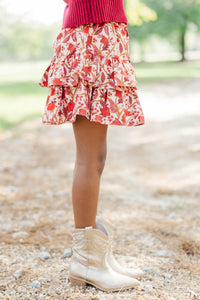 Girls: September Song Burgundy Chintz Satin Skort
