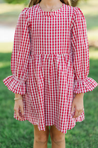 Girls: September Song Burgundy Gingham Dress