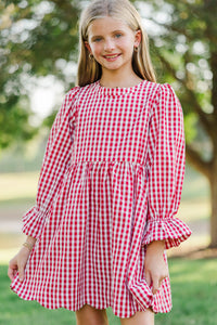 Girls: September Song Burgundy Gingham Dress