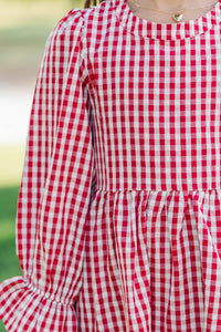Girls: September Song Burgundy Gingham Dress
