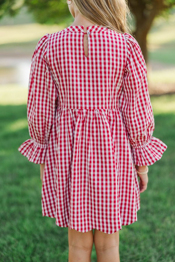 Girls: September Song Burgundy Gingham Dress
