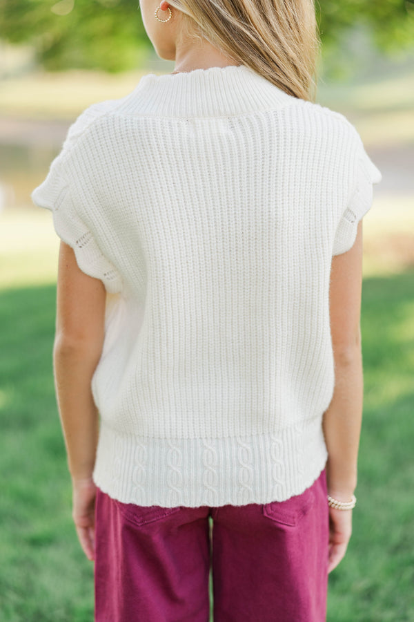 Girls: September Song Cream Cable Knit Sweater Top