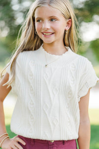 Girls: September Song Cream Cable Knit Sweater Top