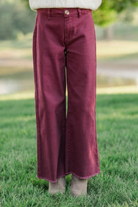 Girls: September Song Burgundy Wide Leg Jeans