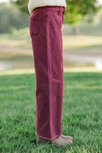 Girls: September Song Burgundy Wide Leg Jeans