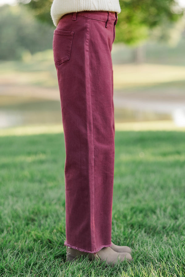 Girls: September Song Burgundy Wide Leg Jeans