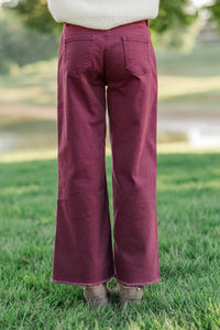 Girls: September Song Burgundy Wide Leg Jeans