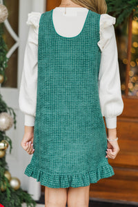 Girls: Lasting Light Emerald Tweed Dress