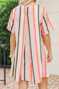 Be The Moment Pink And Green Striped Dress