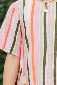 Be The Moment Pink And Green Striped Dress