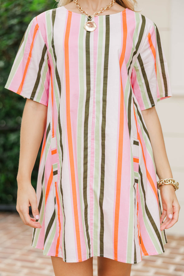 Be The Moment Pink And Green Striped Dress