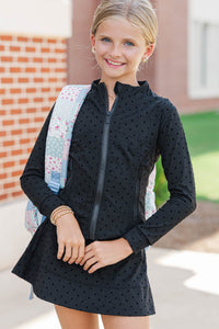 Girls: Sharing Stories Black Polka Dot Cropped Jacket