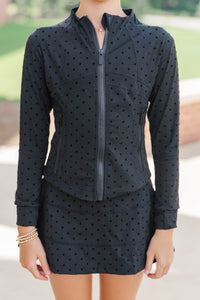 Girls: Sharing Stories Black Polka Dot Cropped Jacket